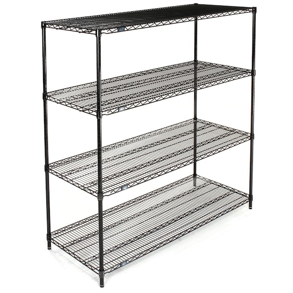 Nexel Wire Shelving, Black Epoxy, 60W X 24D X 74H 24607B - main